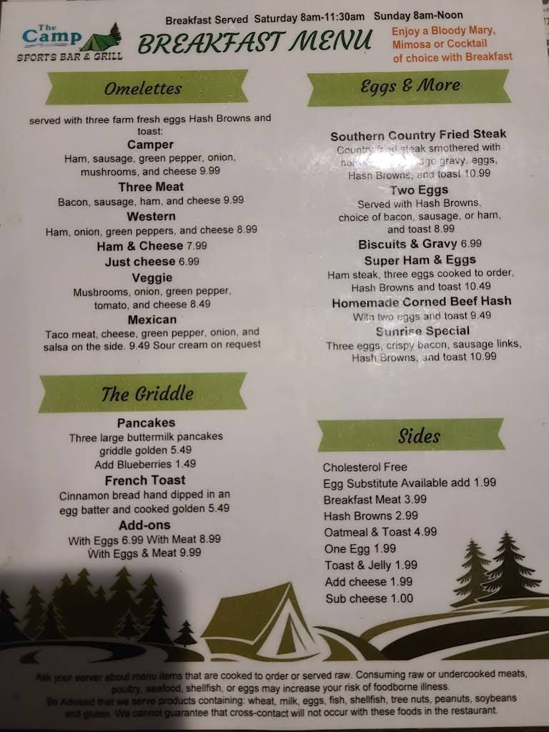The Camp Sports Bar & Grill Menu 1